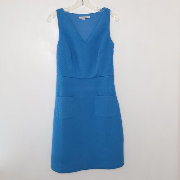 Boden Quilted Sheath Dress Blue Sleeveless Retro Wh895 Women 6L - Picture 9 of 15